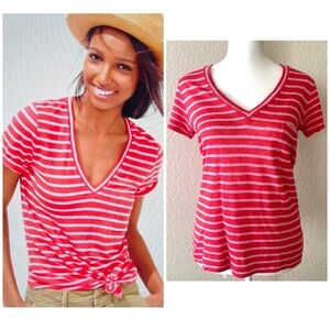 J. Crew V-neck pocket T-shirt in stripe - xs